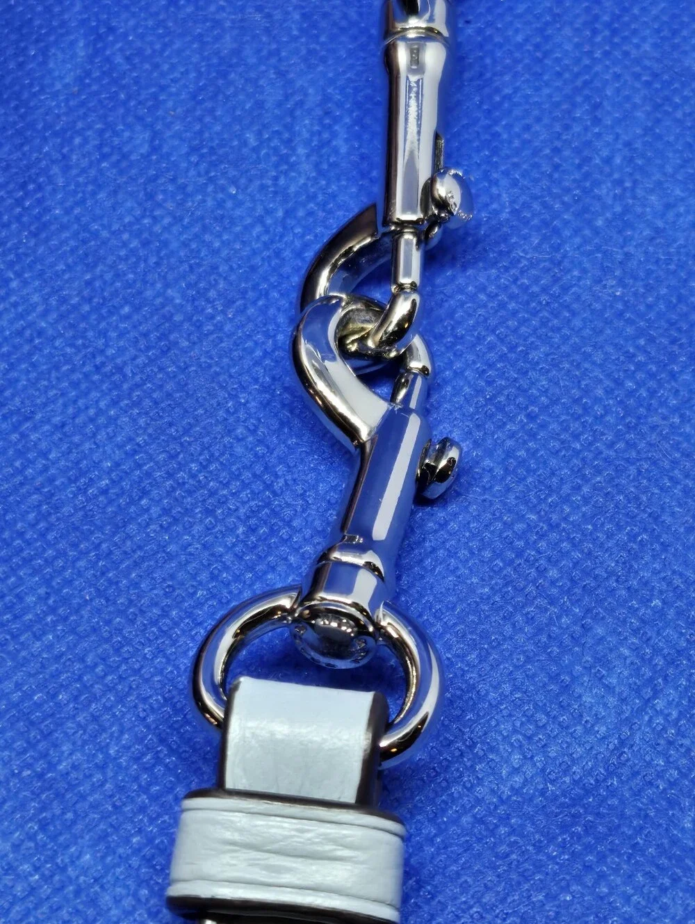 Coach Light Blue Leather Handbag Replacement Strap Silver Dog Leash Clips 40